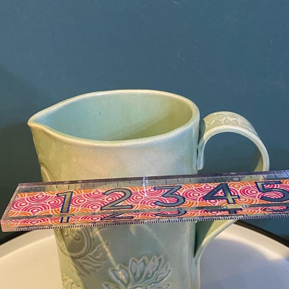 Studio Art Pottery Pitcher / Vase Impressed Floral motif/ applied handle signed - Picture 9 of 10